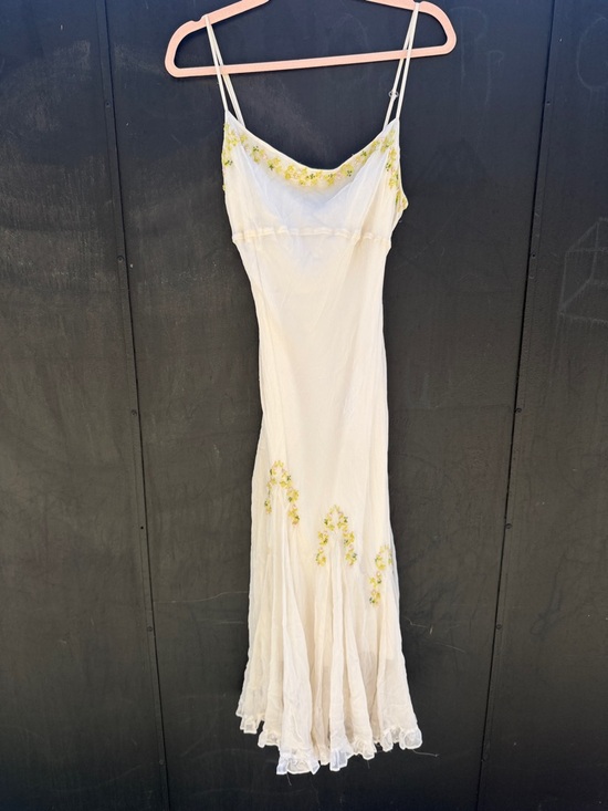 Betsey Johnson Dresses & Skirts - Betsey Johnson Cream Midi fairy Slip Dress with delicate Floral Trim